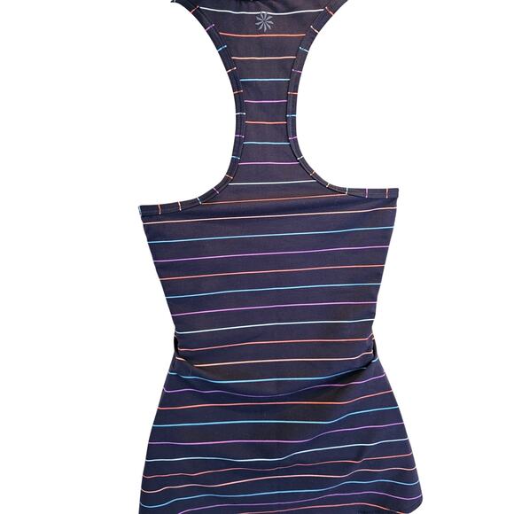 Athleta Multi Stripe Tinker Tank multi color navy stripe EUC active yoga run XXS - Picture 4 of 9